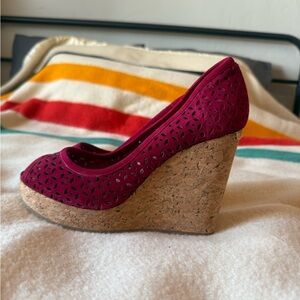 Jimmy Choo Burgundy Cutout Wedges